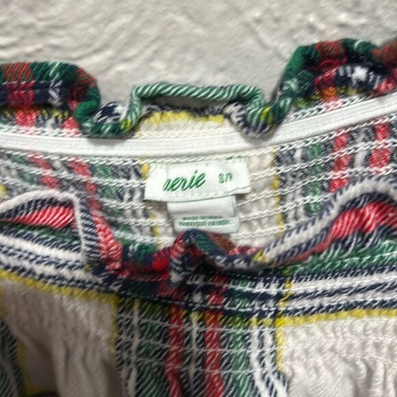 aerie womens plaid ruffle flannel romper pajama size small - Picture 3 of 5